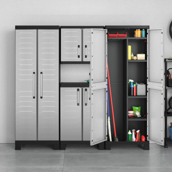 ตู้เก็บของพลาสติก เอนกประสงค์ พลาสติกพรีเมี่ยม รุ่นไม้ม็อบ Detroit Utility Grey จากยุโรป แข็งแรง Keter by จัดบ้าน