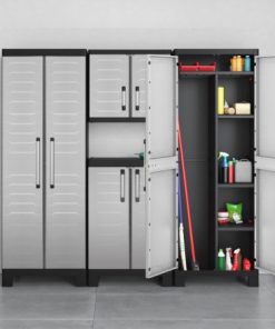 ตู้เก็บของพลาสติก เอนกประสงค์ พลาสติกพรีเมี่ยม รุ่นไม้ม็อบ Detroit Utility Grey จากยุโรป แข็งแรง Keter by จัดบ้าน